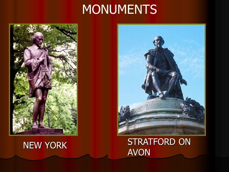 NEW YORK  STRATFORD ON AVON MONUMENTS